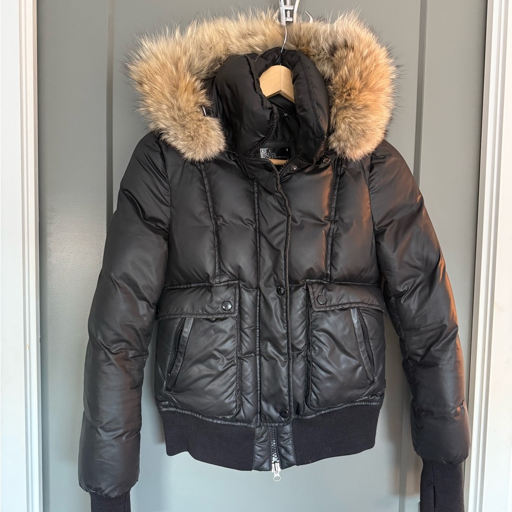 Mackage Joey Black Puffer Jacket with Fur Hood